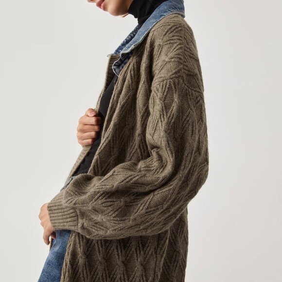 Commense Diamond Stitch Knitting Longline Cardigan - Picture 2 of 10